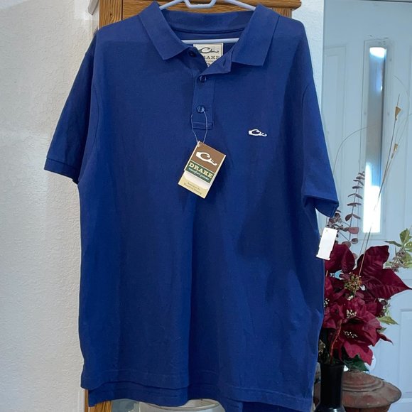 NWT Dark Navy Blue S/S Polo DRAKE WATERFOWL L - Picture 1 of 2